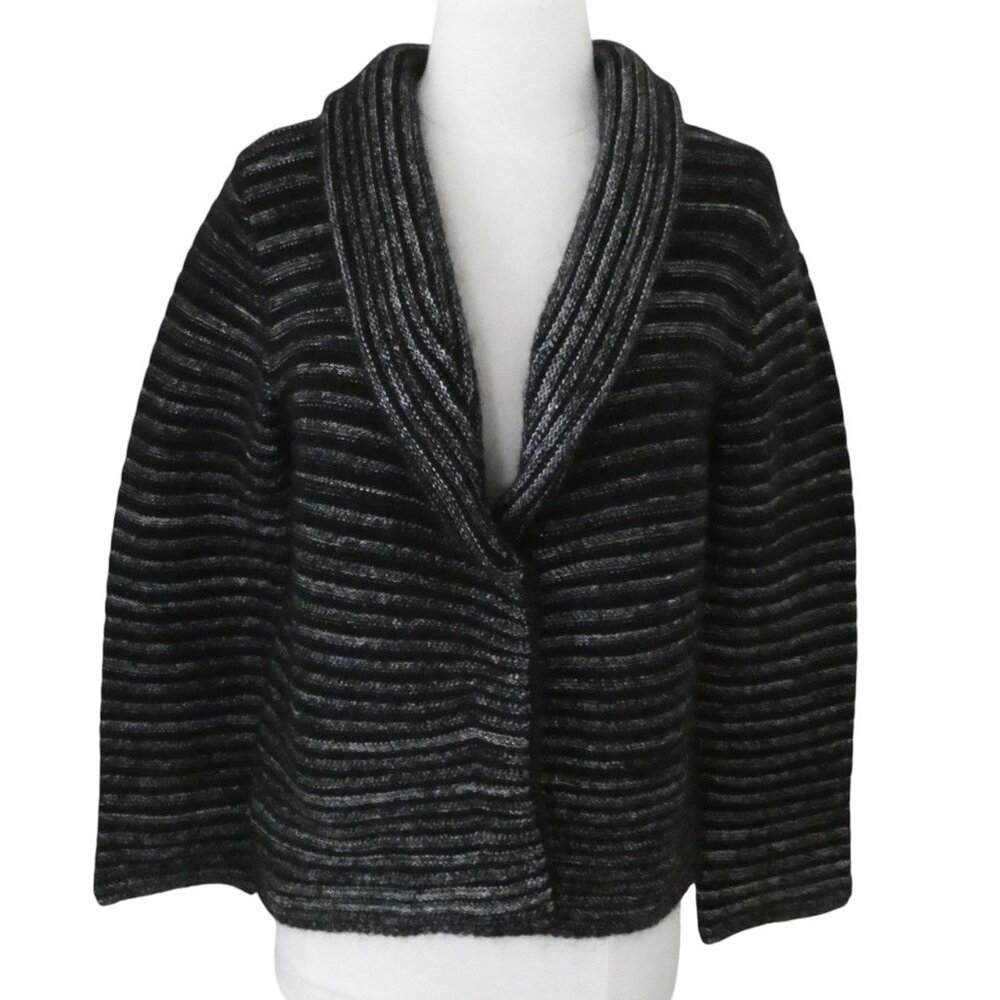 A.P.C. metallic stripe Cardigan sweater sz L shawl collar